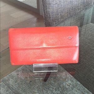 CHANEL Vibrant Coral Leather Clutch
